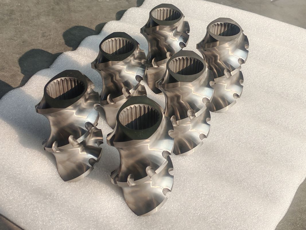 Elementi di vite della linea di estrusione in plastica 60 mm-120 Lunghezza della vite 100 rpm-1200 Velocità della vite per la macchina di estrusione a doppia vite