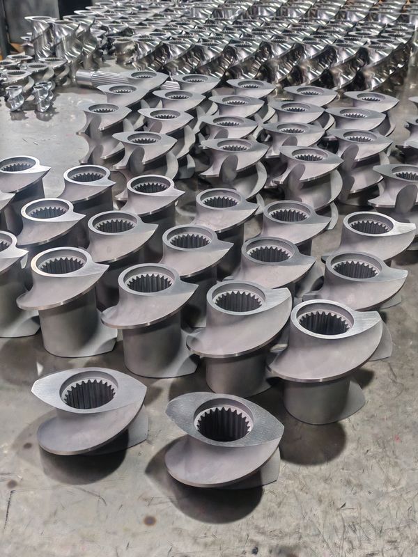 Elementi di vite della linea di estrusione in plastica 60 mm-120 Lunghezza della vite 100 rpm-1200 Velocità della vite per la macchina di estrusione a doppia vite