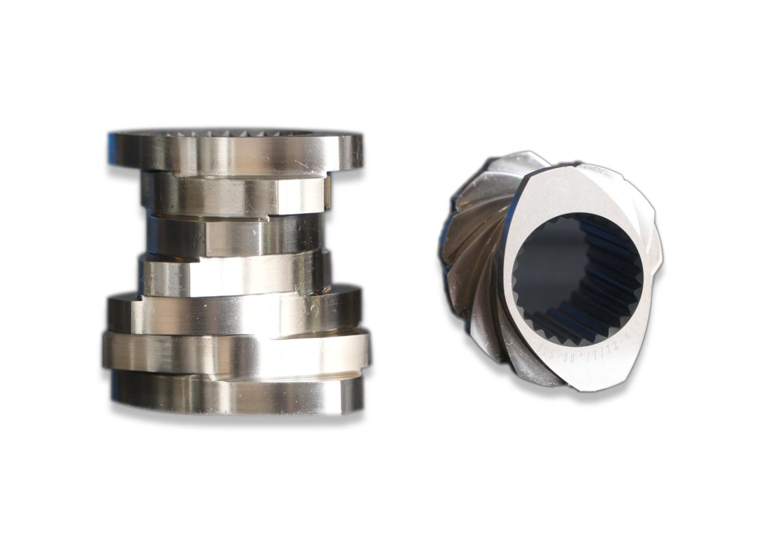 PP PE POM PVC PET Elementi a vite per macchine in plastica a doppia vite a rotazione