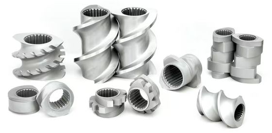 Parti di macchine per l'estrusione a doppia vite a rotazione corrispondente Segmento a vite a fuso e alimentatore laterale per macchine a batteria al litio